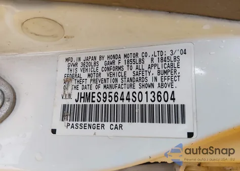 2004 Honda Civic Hybrid из США, поврежденный, VIN JHMES95644S013604